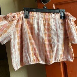 Pink plaid crop top